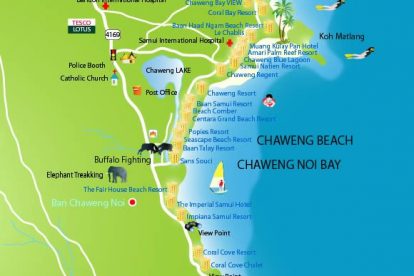Chaweng Accommodation Beach Resort Hotel Deals Map Thailand Chaweng Beach Map